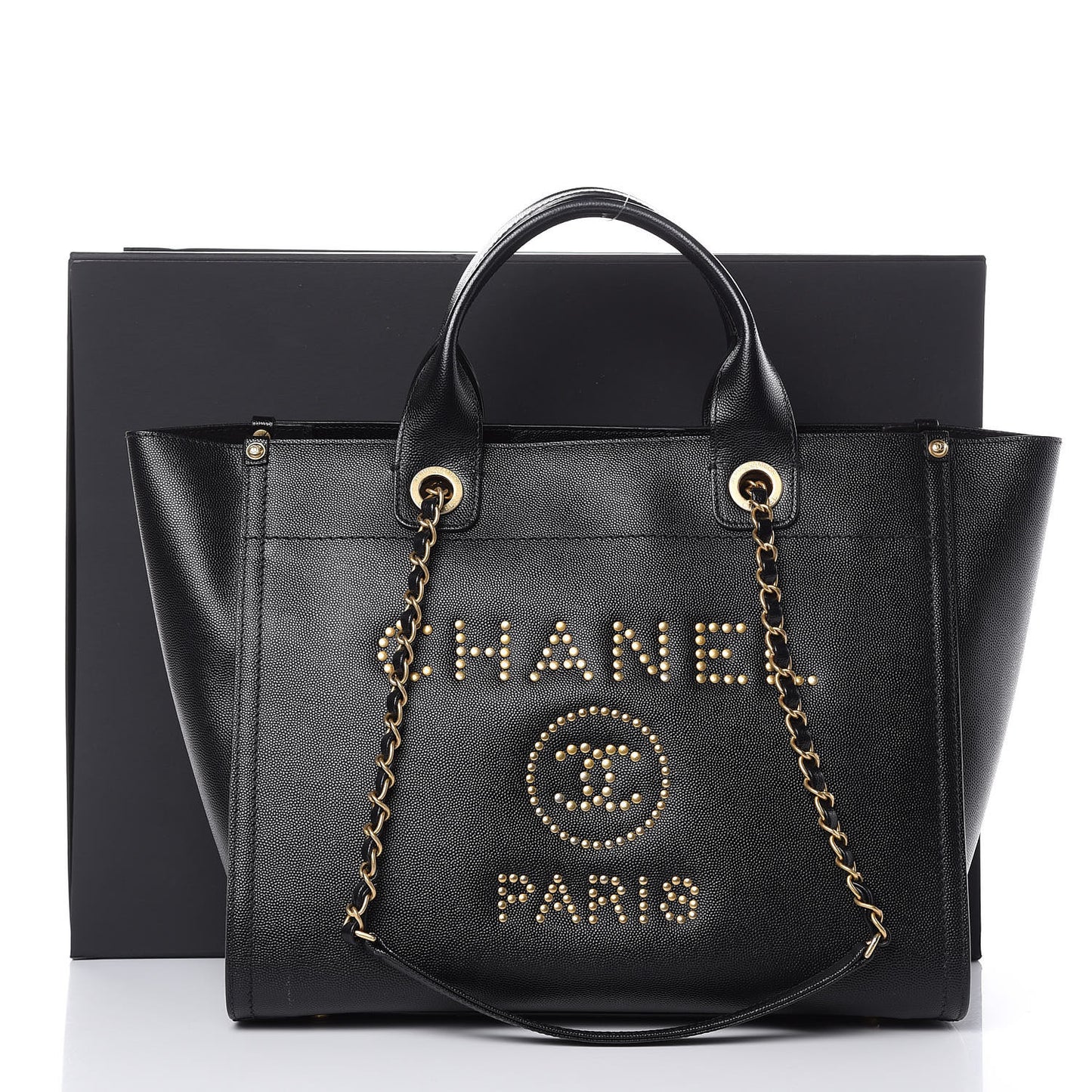 Caviar Small Studded Deauville Tote Black