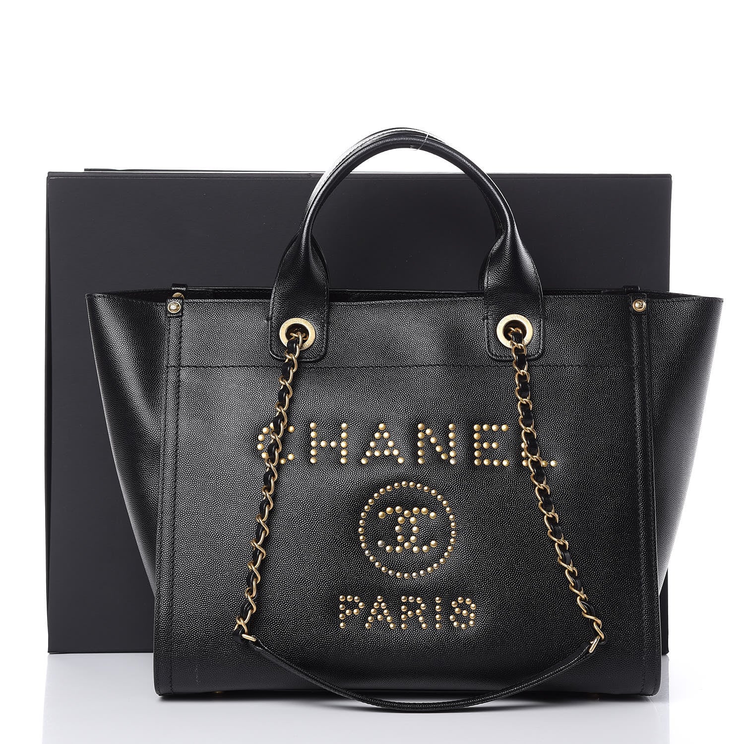 Chanel Caviar Small Studded Deauville Tote Black 11 of 11