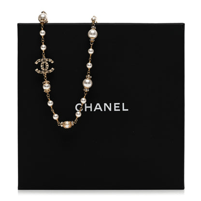Chanel Pearl Crystal CC Necklace Gold 6 of 6