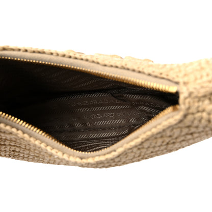 Prada Yarn Raffia Effect Crochet Mini Re-Edition 2000 Shoulder Bag Naturale 5 of 9