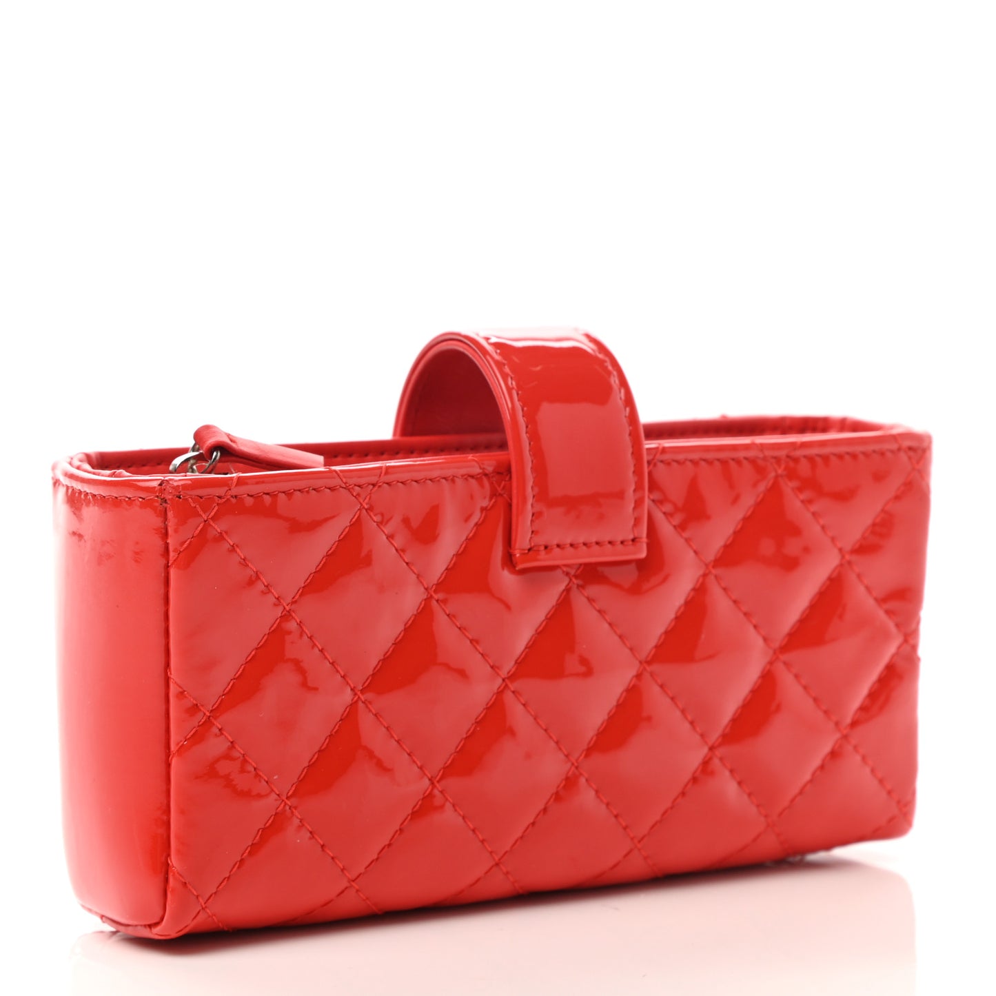 Patent Quilted Mini Phone Holder Clutch Red