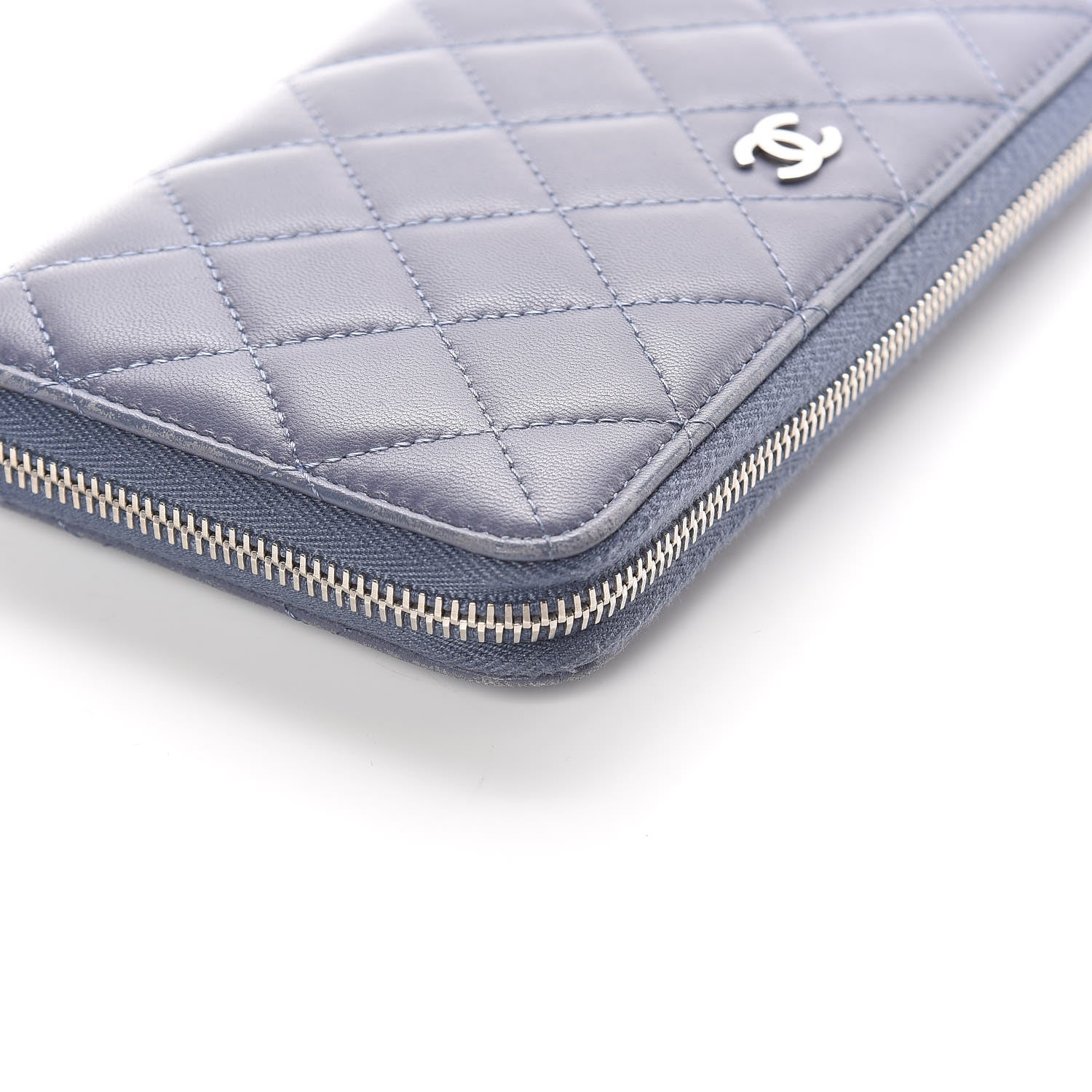 Chanel Lambskin Quilted Large Gusset Zip Around Wallet Lavender 5 of 15