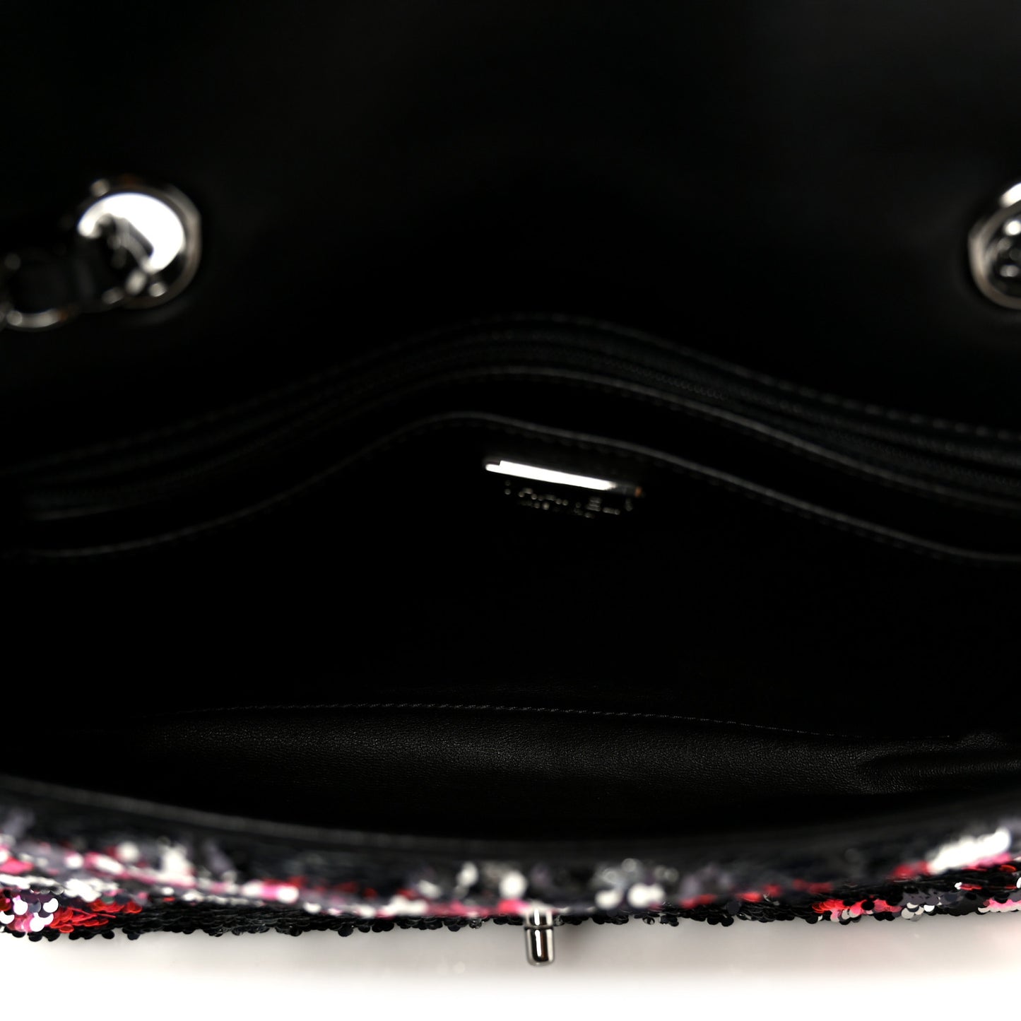 Sequin Logo Single Flap Pink Silver Black