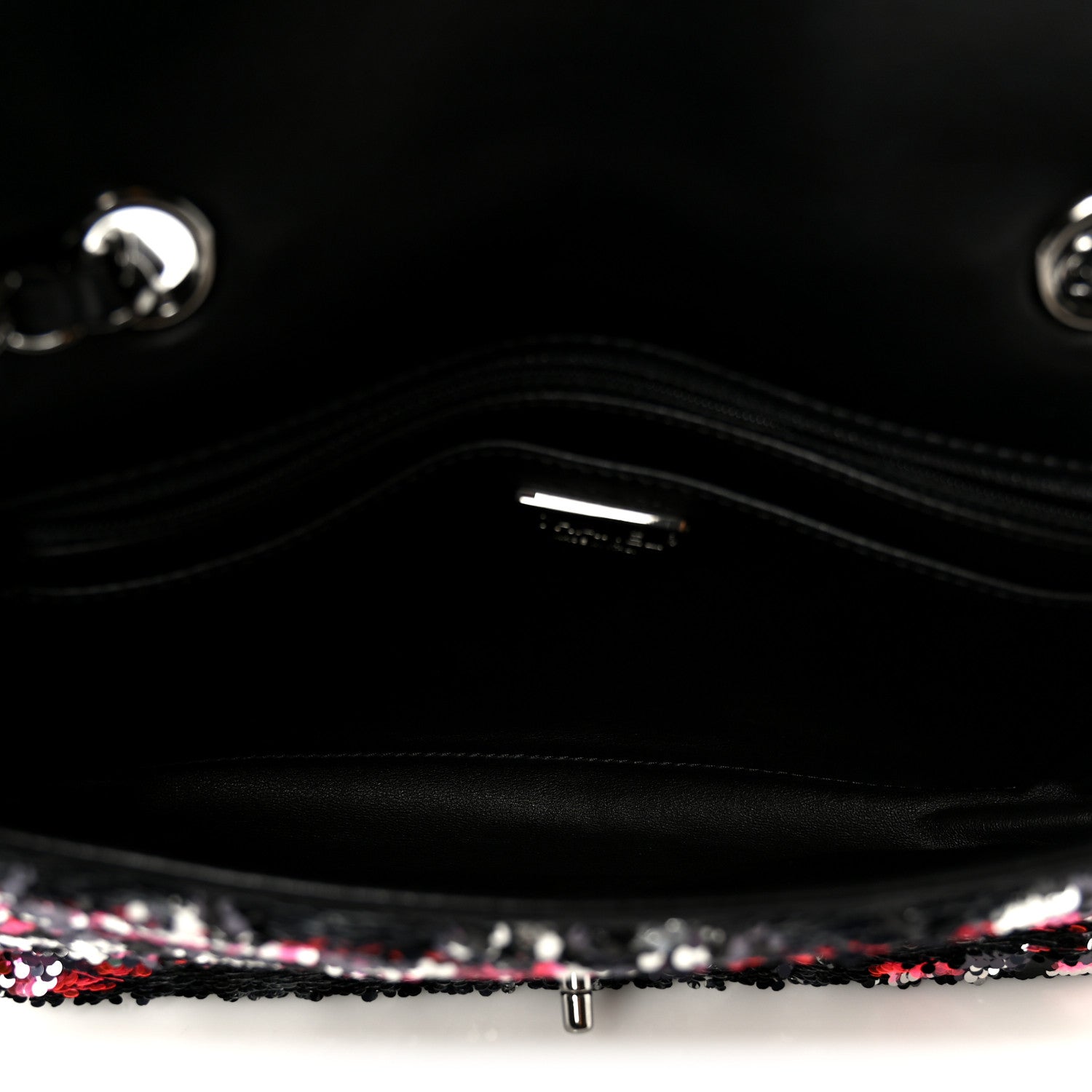 Chanel Sequin Logo Single Flap Pink Silver Black 5 of 11