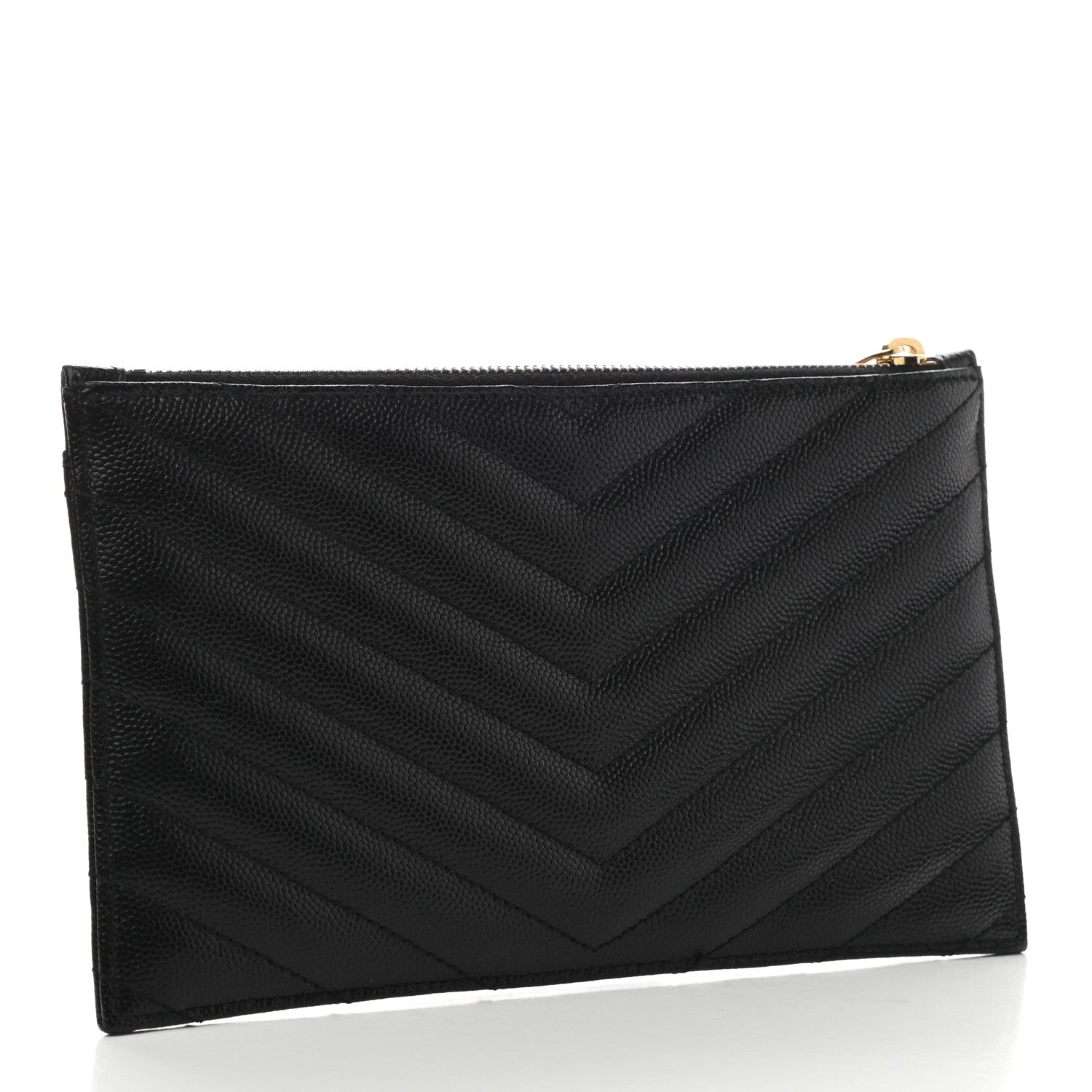 Saint Laurent Grain De Poudre Chevron Monogram Bill Pouch Black 3 of 8