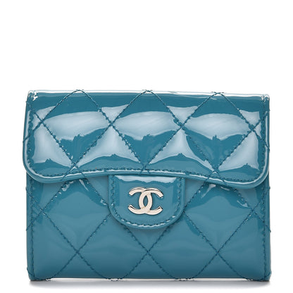 Chanel Patent Quilted Card Holder Turquoise 1 of 8