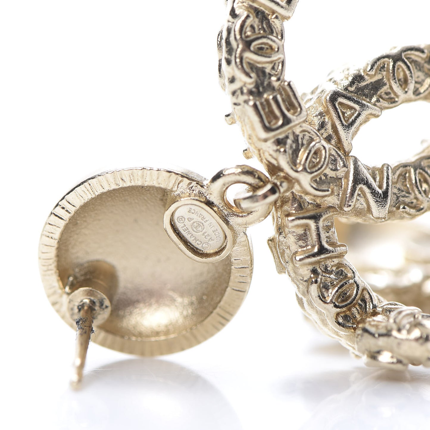 Crystal CC Drop Logo Earrings Gold