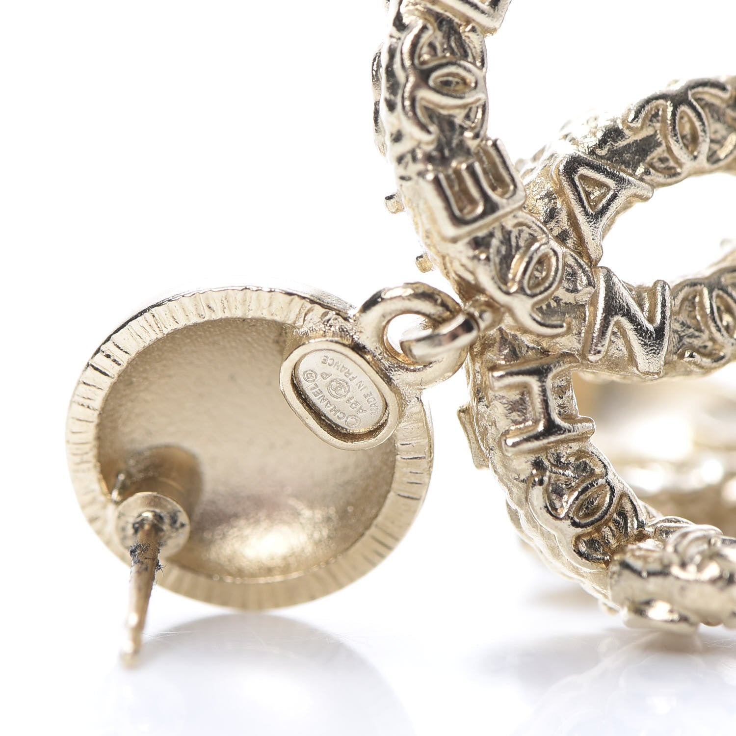 Chanel Crystal CC Drop Logo Earrings Gold 4 of 5