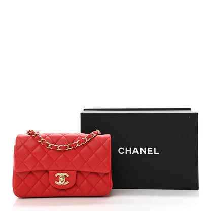 Chanel Lambskin Quilted Mini Rectangular Flap Red 11 of 11