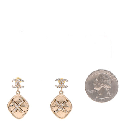 Chanel Crystal CC Drop Earrings Gold 2 of 4