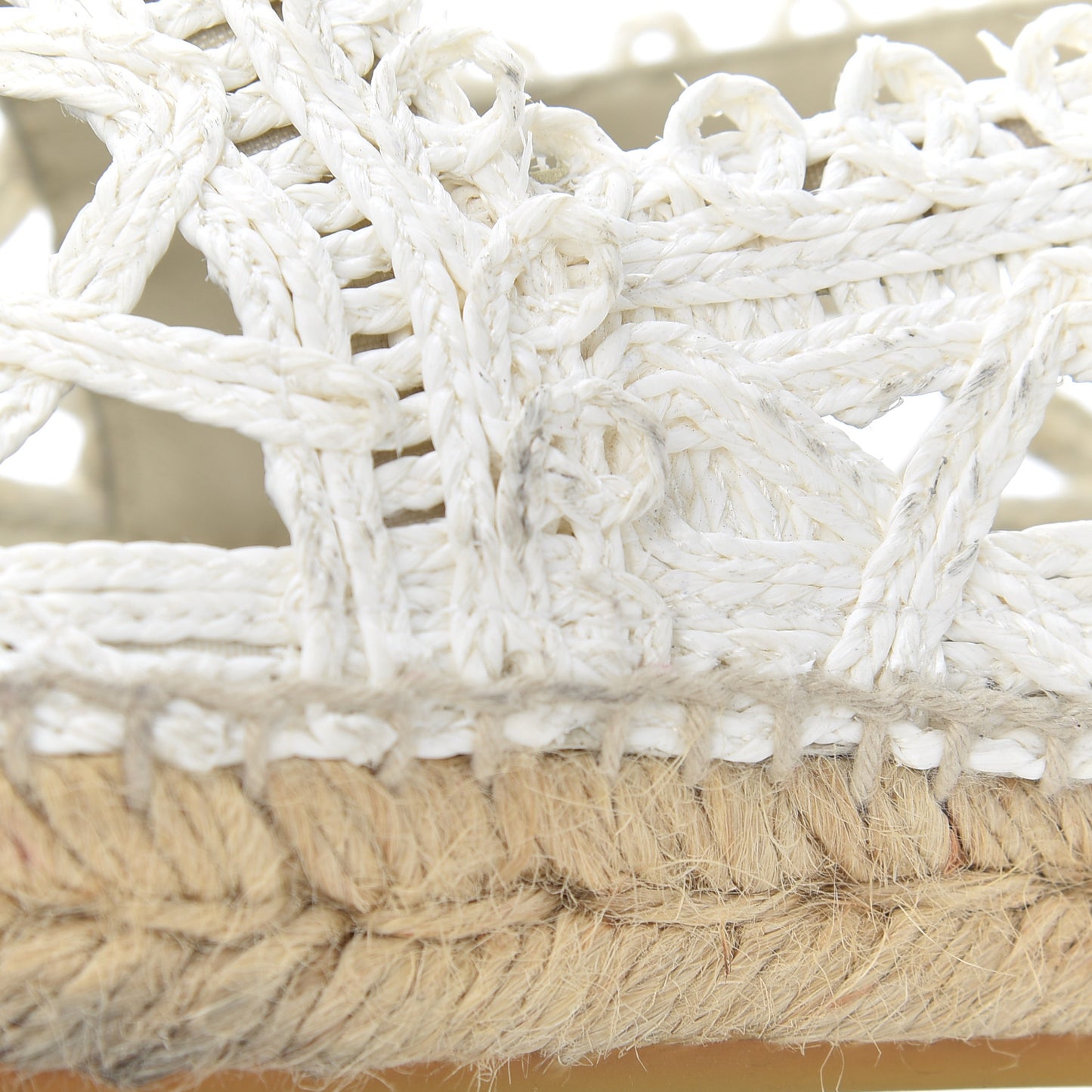 Woven Fabric Grosgrain CC Espadrilles 37 White Black