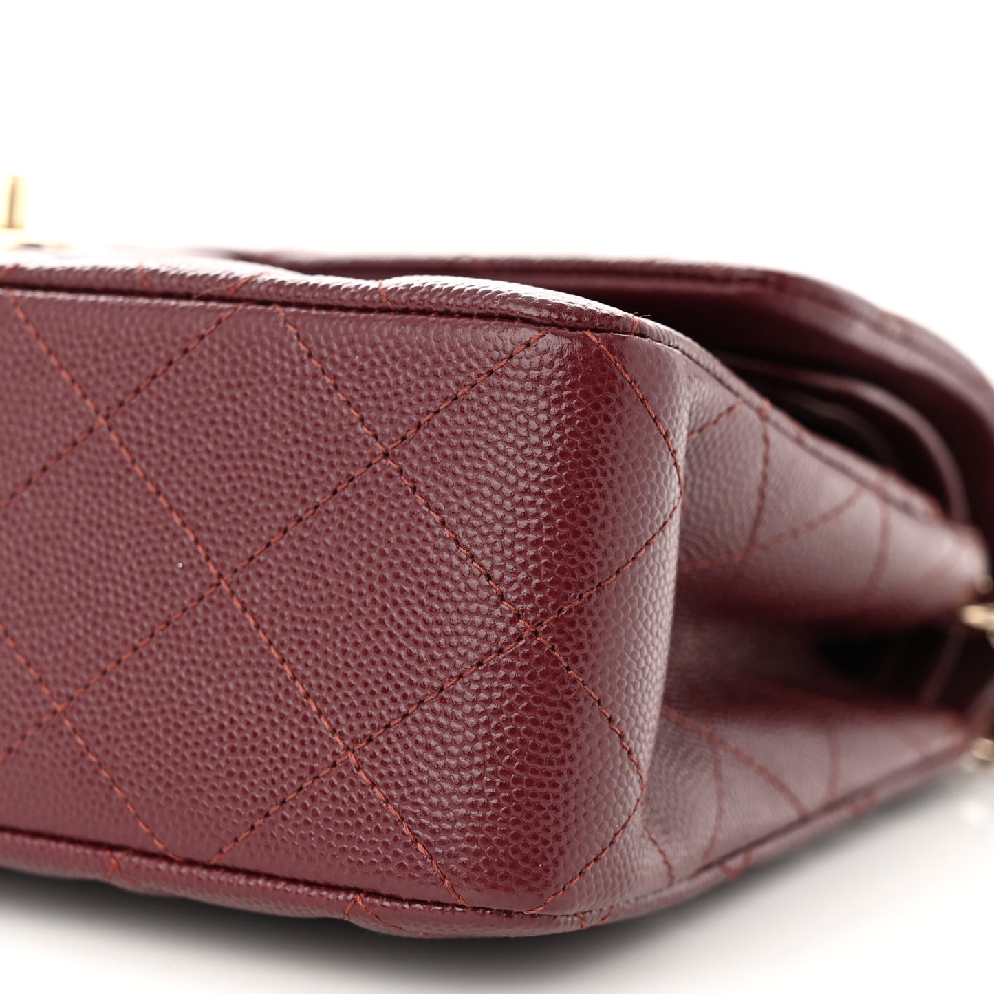 Caviar Quilted Small Double Flap Burgundy
