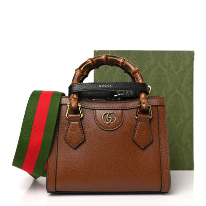 Gucci Textured Dollar Calfskin Web Mini Diana Tote Bag Cuir Black 10 of 10