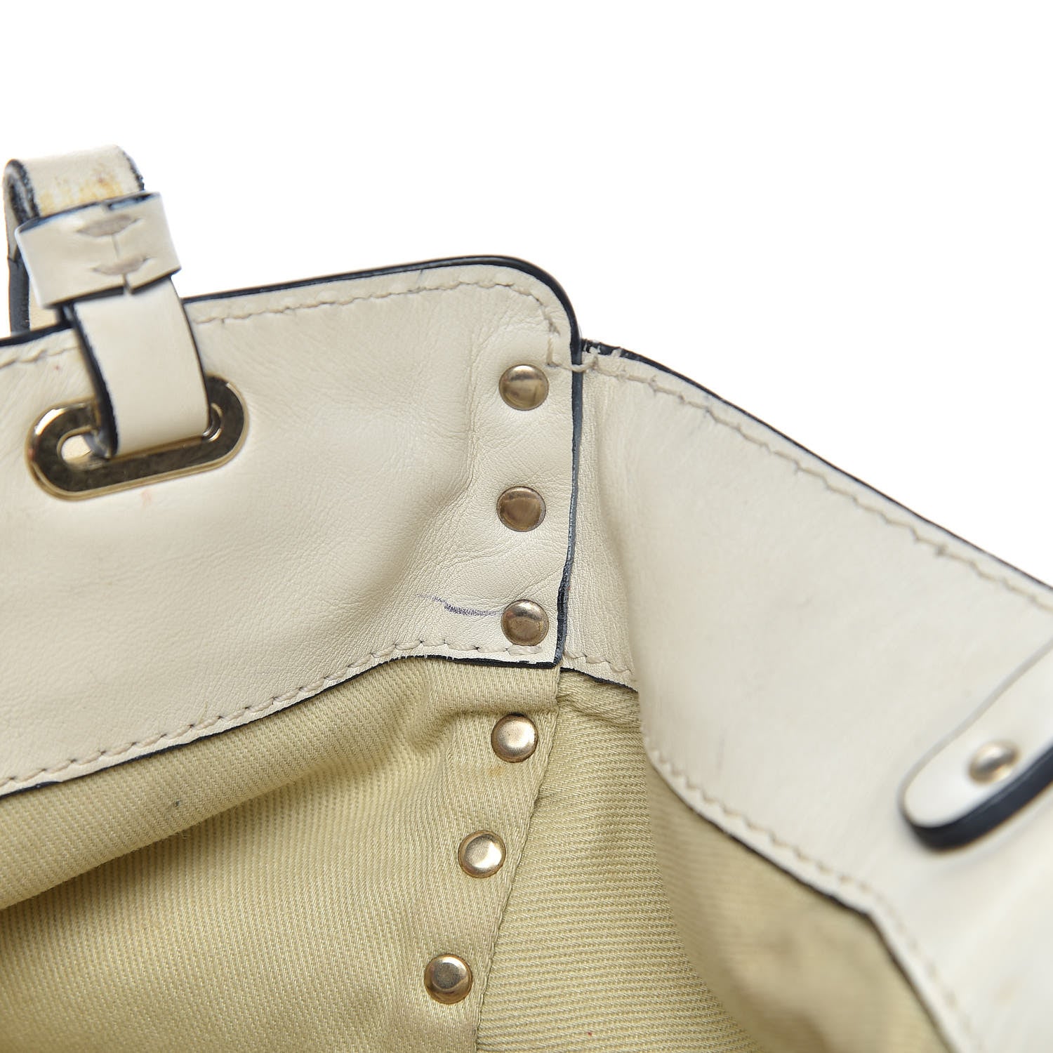 Valentino Garavani Vitello Small Rockstud Tote Ivory 16 of 35