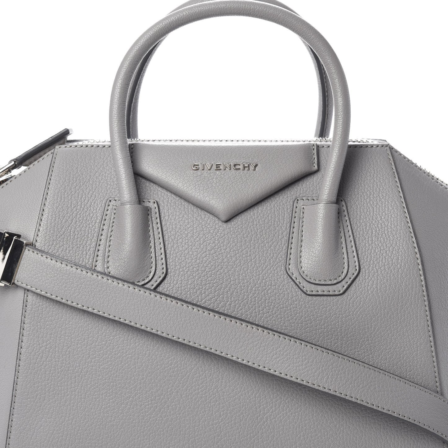 Sugar Goatskin Small Antigona Pearl Grey