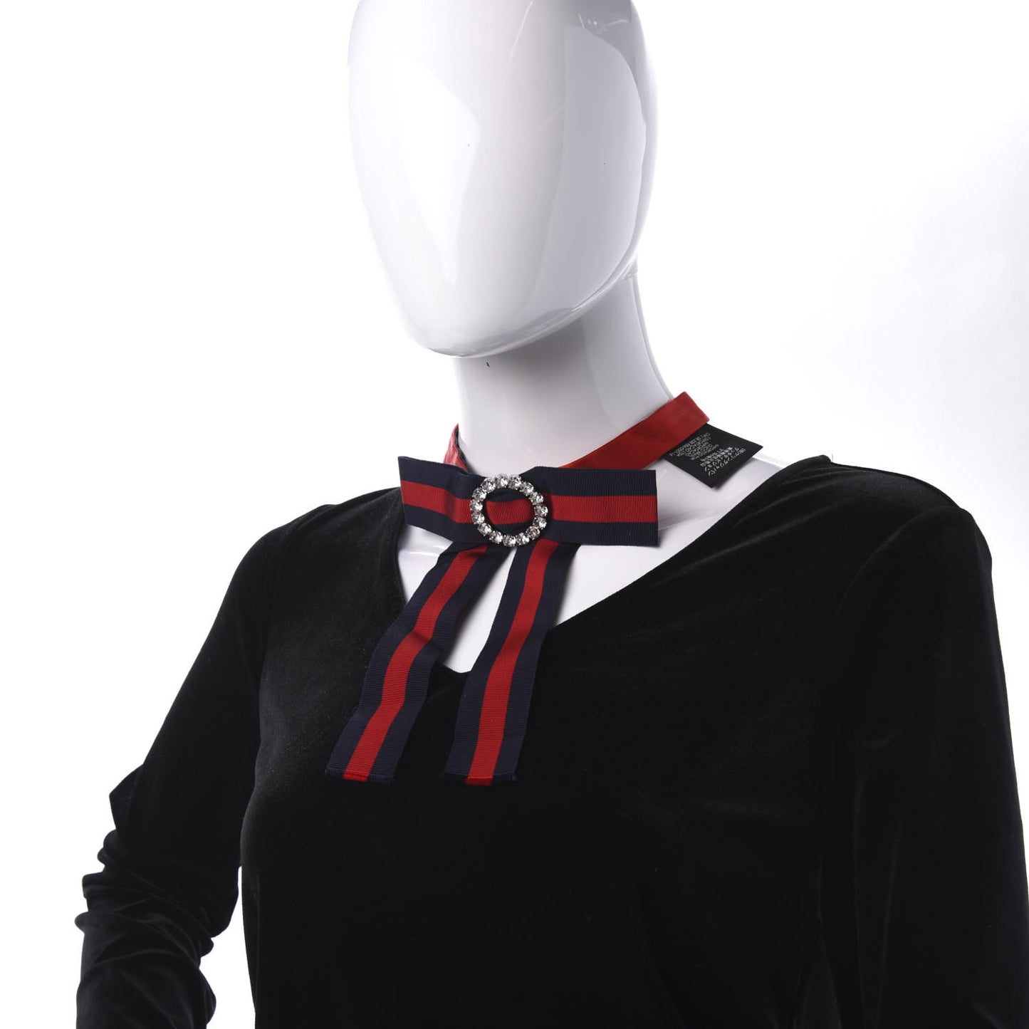 Grosgrain Web Crystal Neck Bow Blue Red