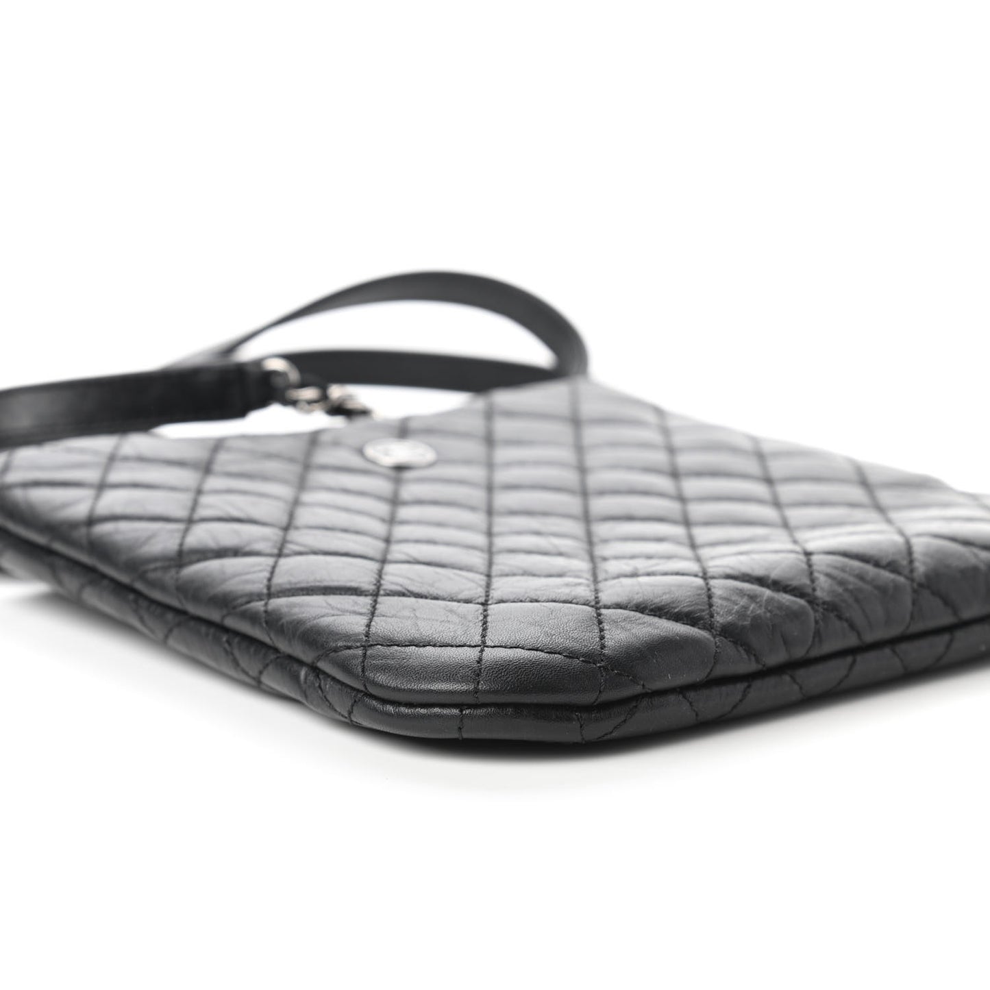 Aged Calfskin Quilted Crossbody Bag Black