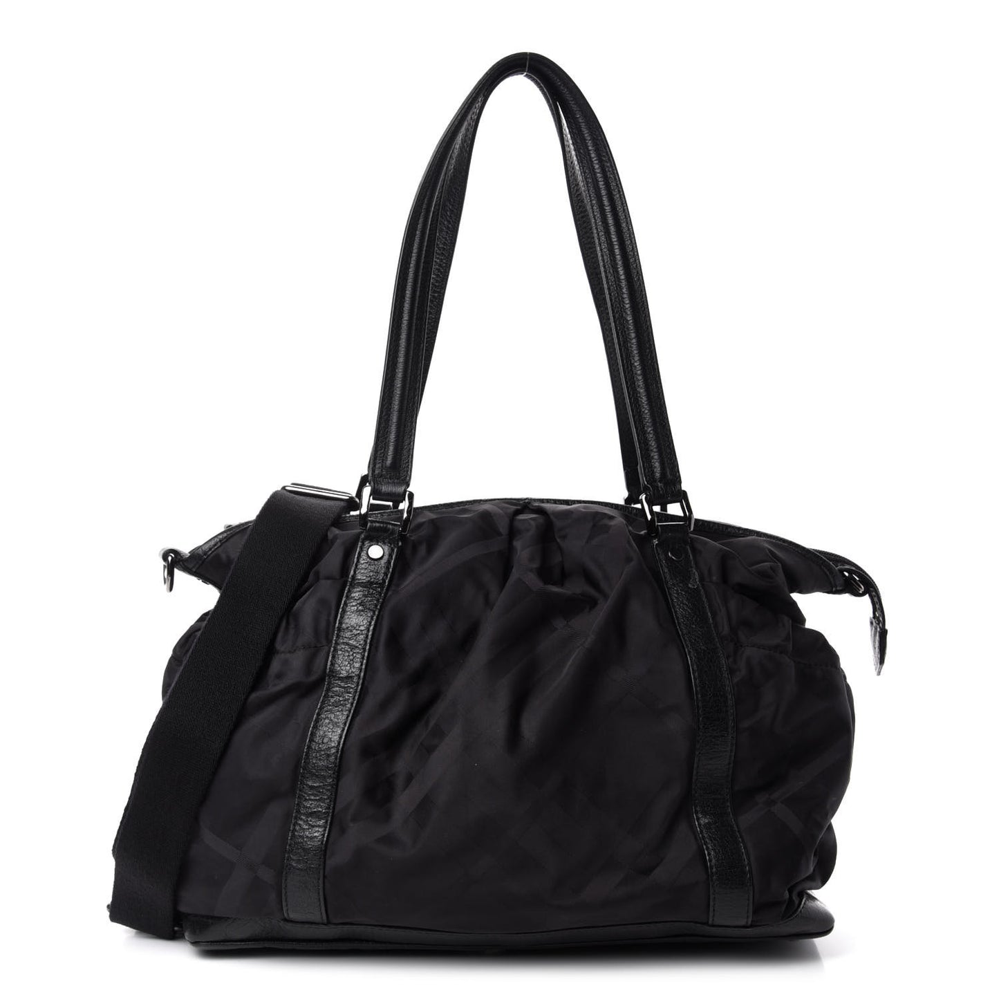 Nylon Tonal Check Diaper Bag Black
