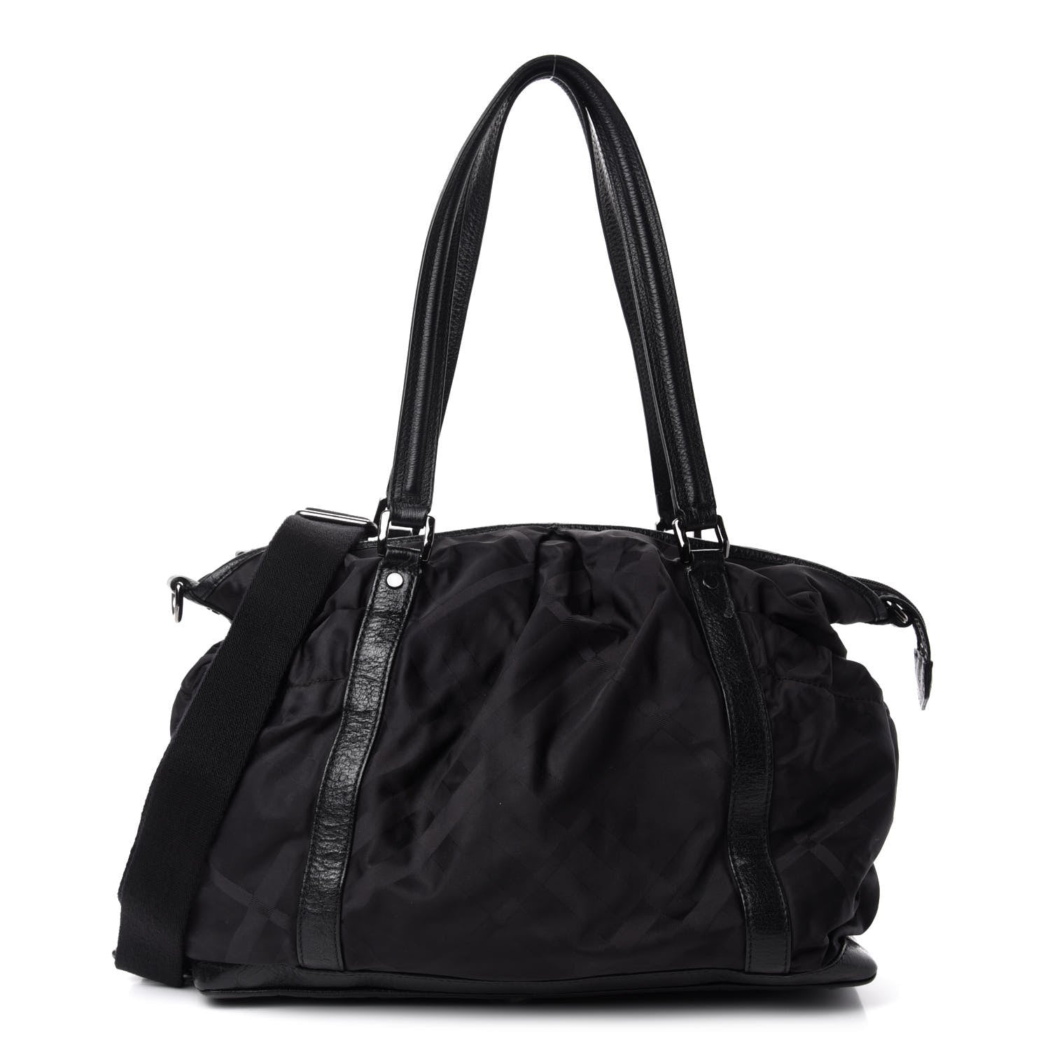 Burberry Nylon Tonal Check Diaper Bag Black 1 of 12