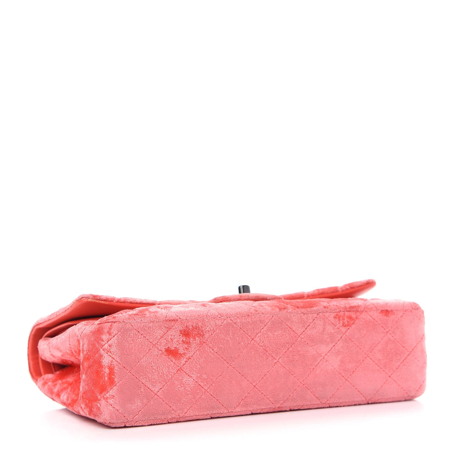 Velvet Quilted Medium Double Flap Coral