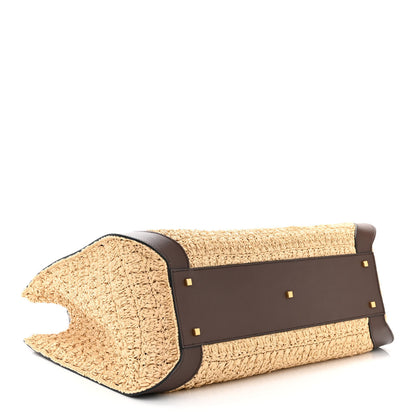 Valentino Garavani Raffia Calfskin Vlogo Tote Naturale Fondant 4 of 9