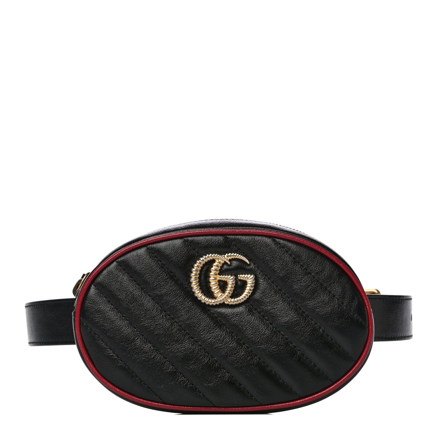 Azalea Calfskin Matelasse Diagonal Torchon GG Marmont Belt Bag 75 30 Black Romantic Cerise