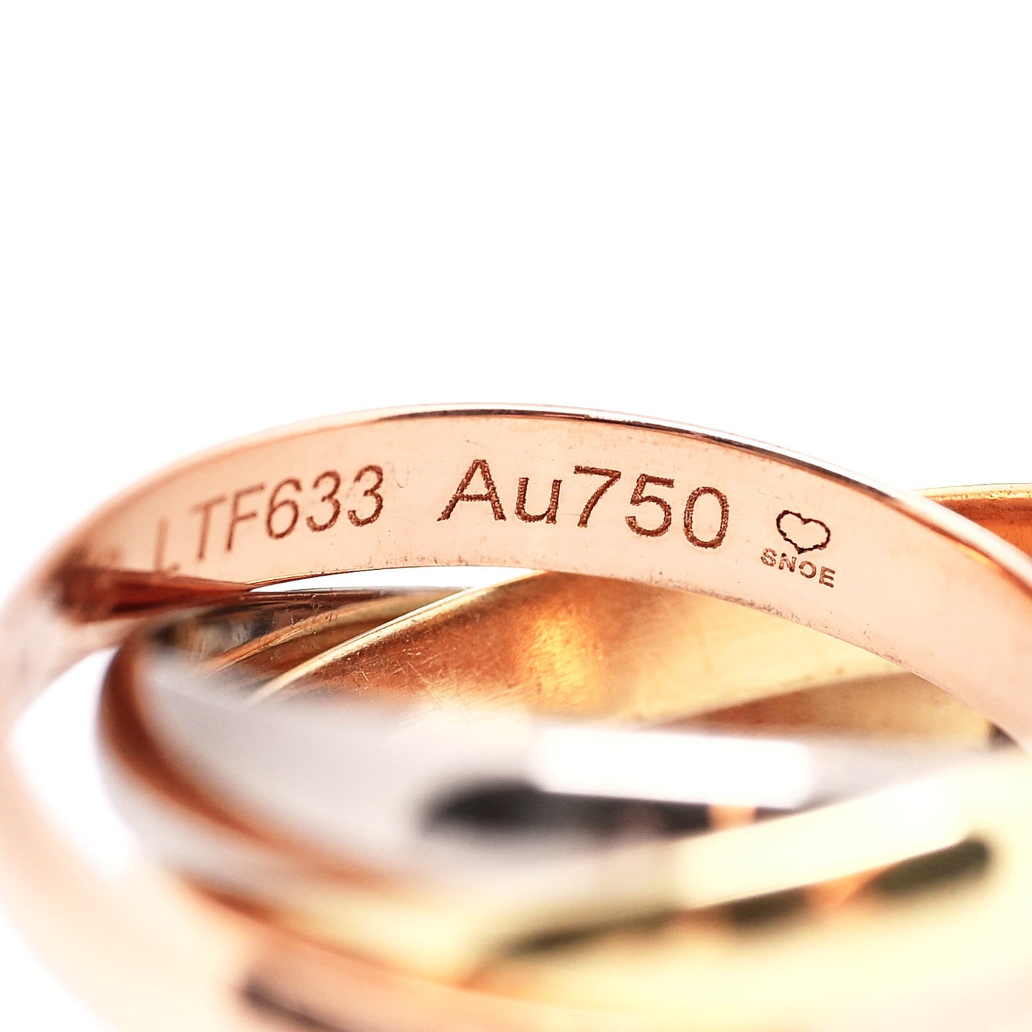 18K Pink Yellow White Gold Classic Trinity Ring 48 4.5