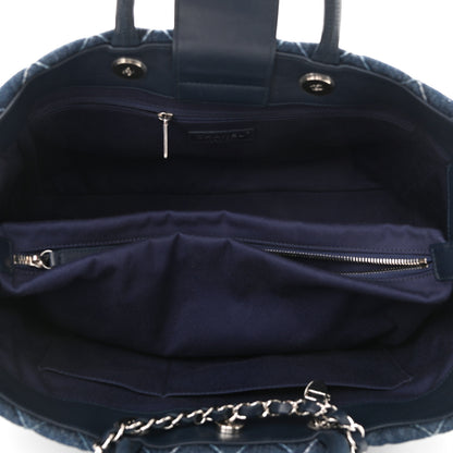 Chanel Denim Quilted Large Coco Handle Shopping Tote Blue 5 of 11