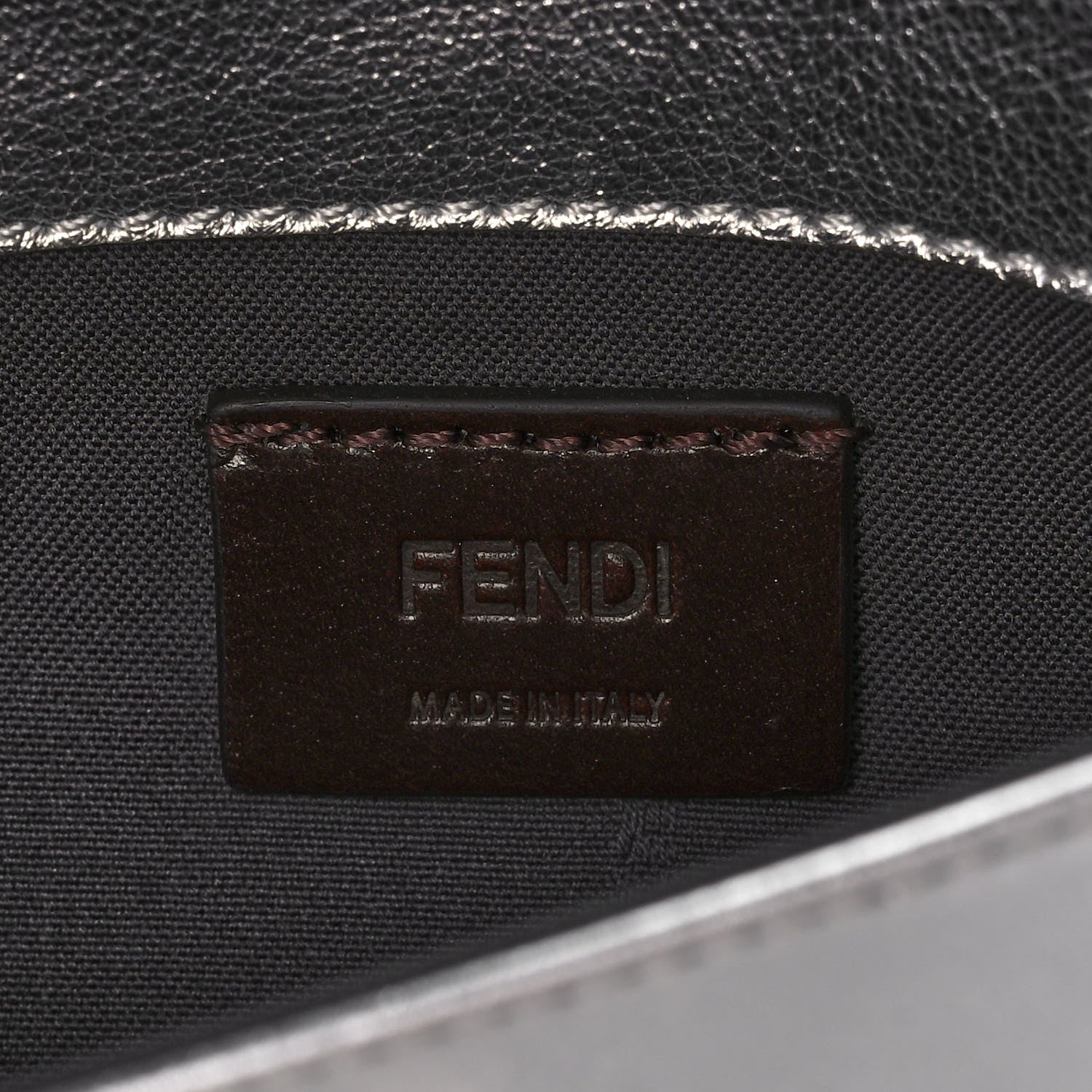 Fendi Metallic Vitello Hypnoteyes Scalloped Tube Wallet on Chain Silver 6 of 11