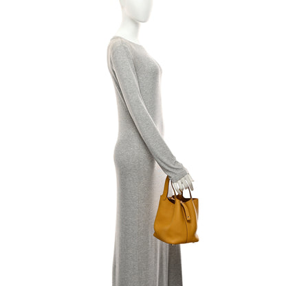 Hermes Taurillon Clemence Picotin Lock 18 PM Jaune Ambre 2 of 10