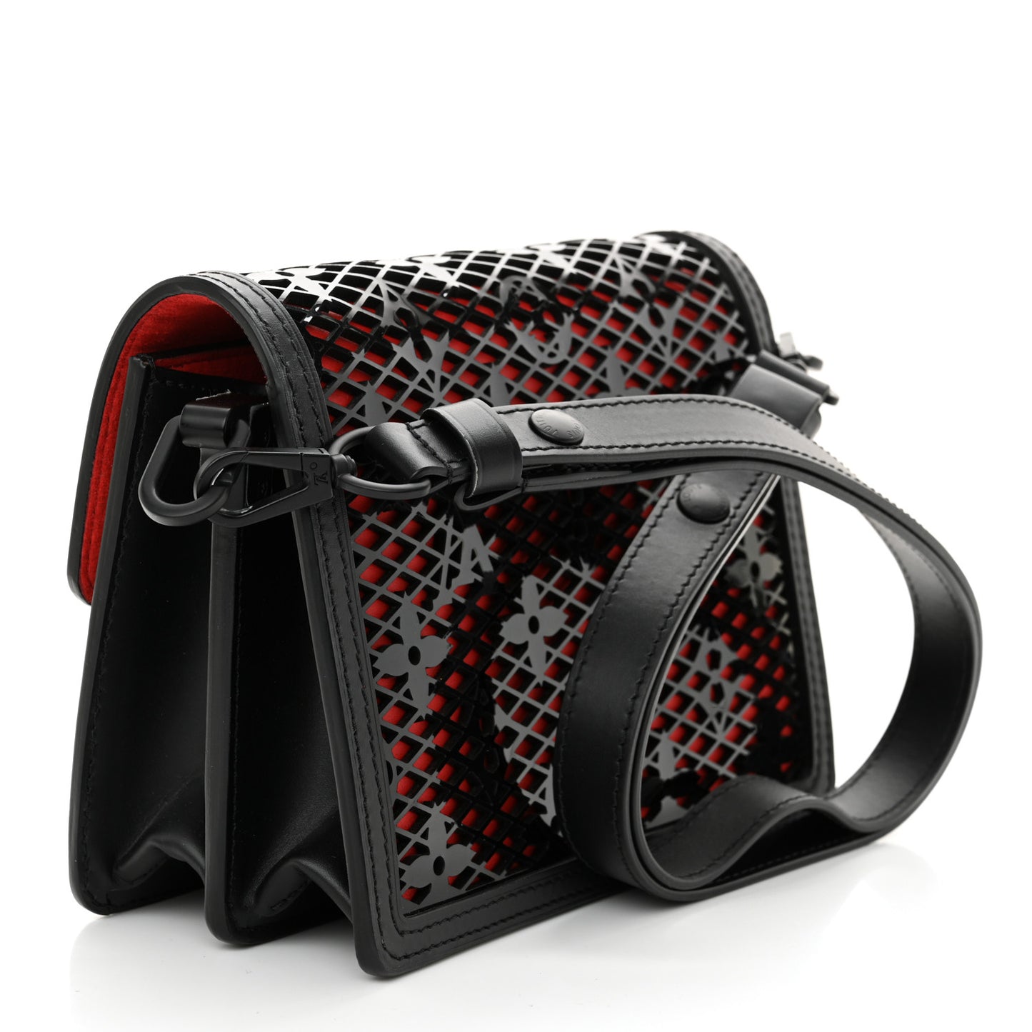 Patent Calfskin Monogram Lace Dauphine Mini Black