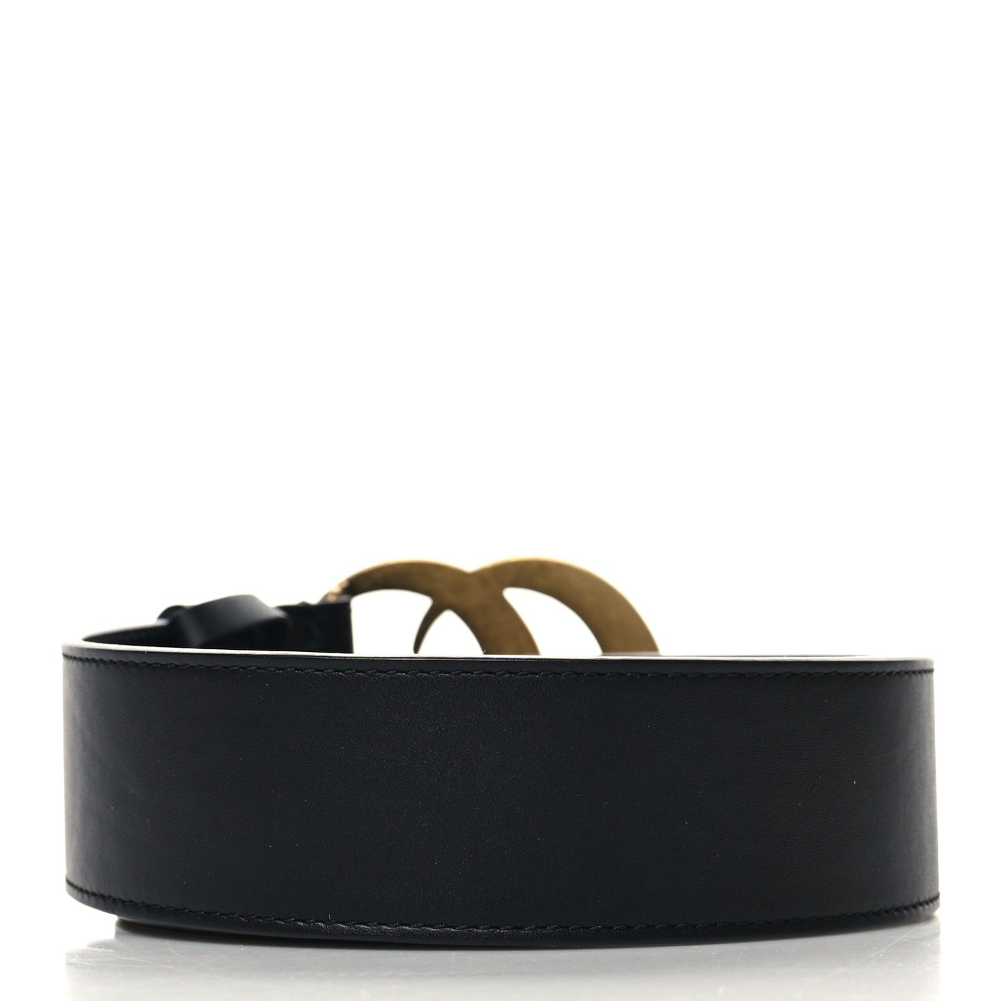Moon Calfskin Pearl Double G 40mm Belt 85 34 Black Cream