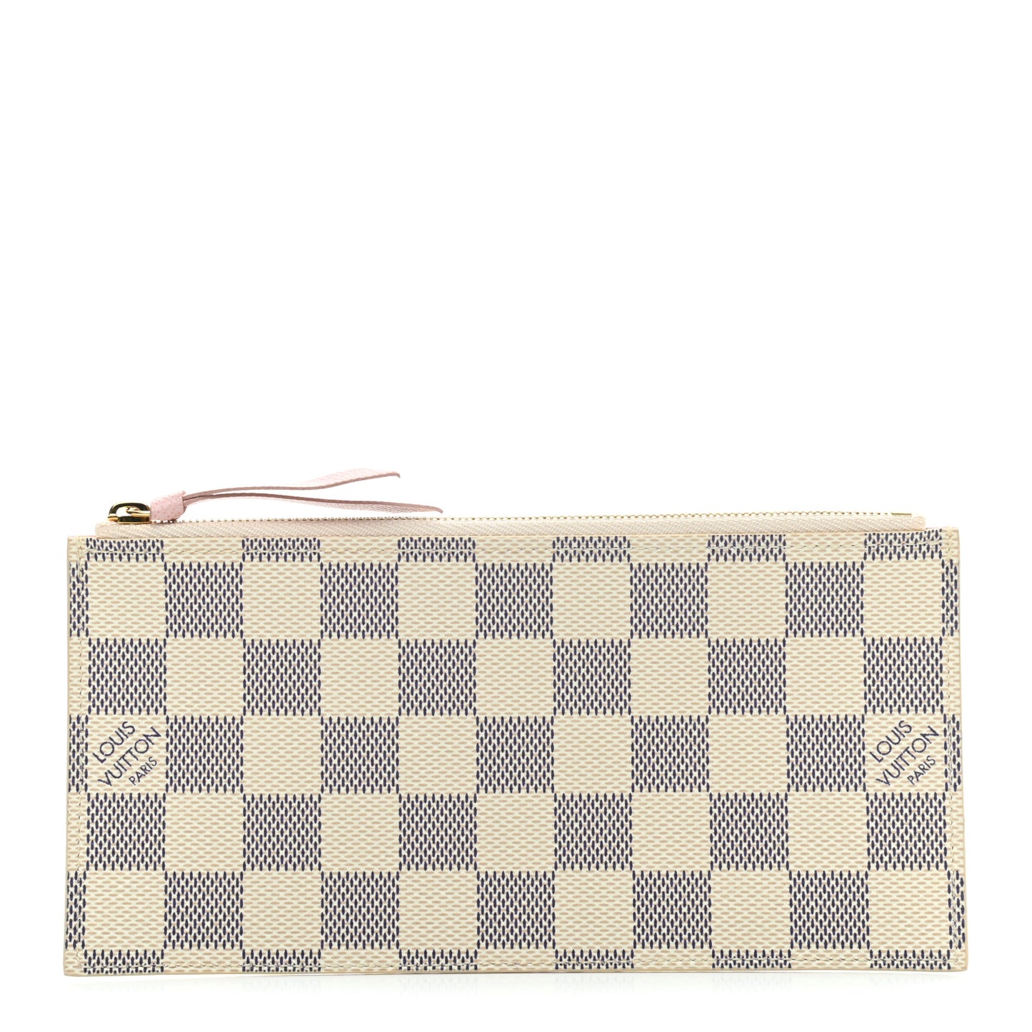 Damier Azur Felicie Chain Wallet Zippered Insert Rose Ballerine