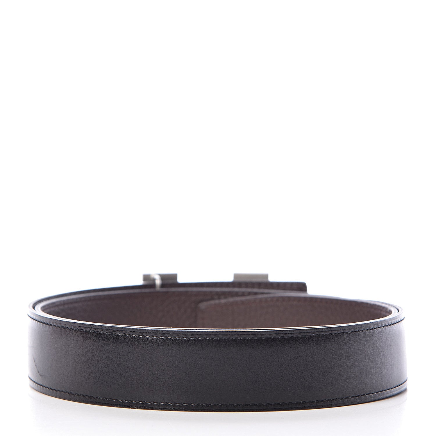 Hermes Box Togo 32mm H Belt 85 Black Chocolate 3 of 8