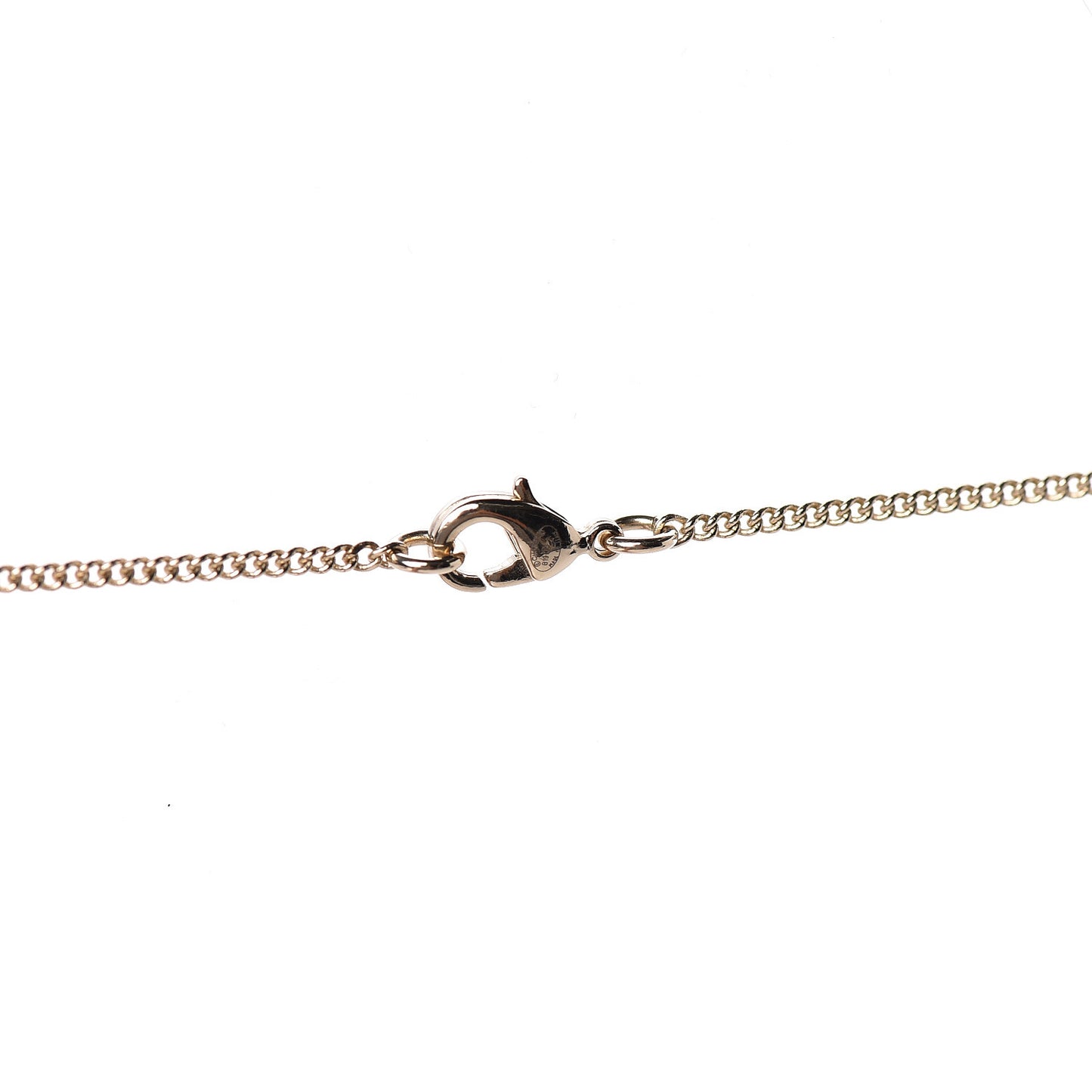 Crystal Quilted CC Pendant Necklace Gold