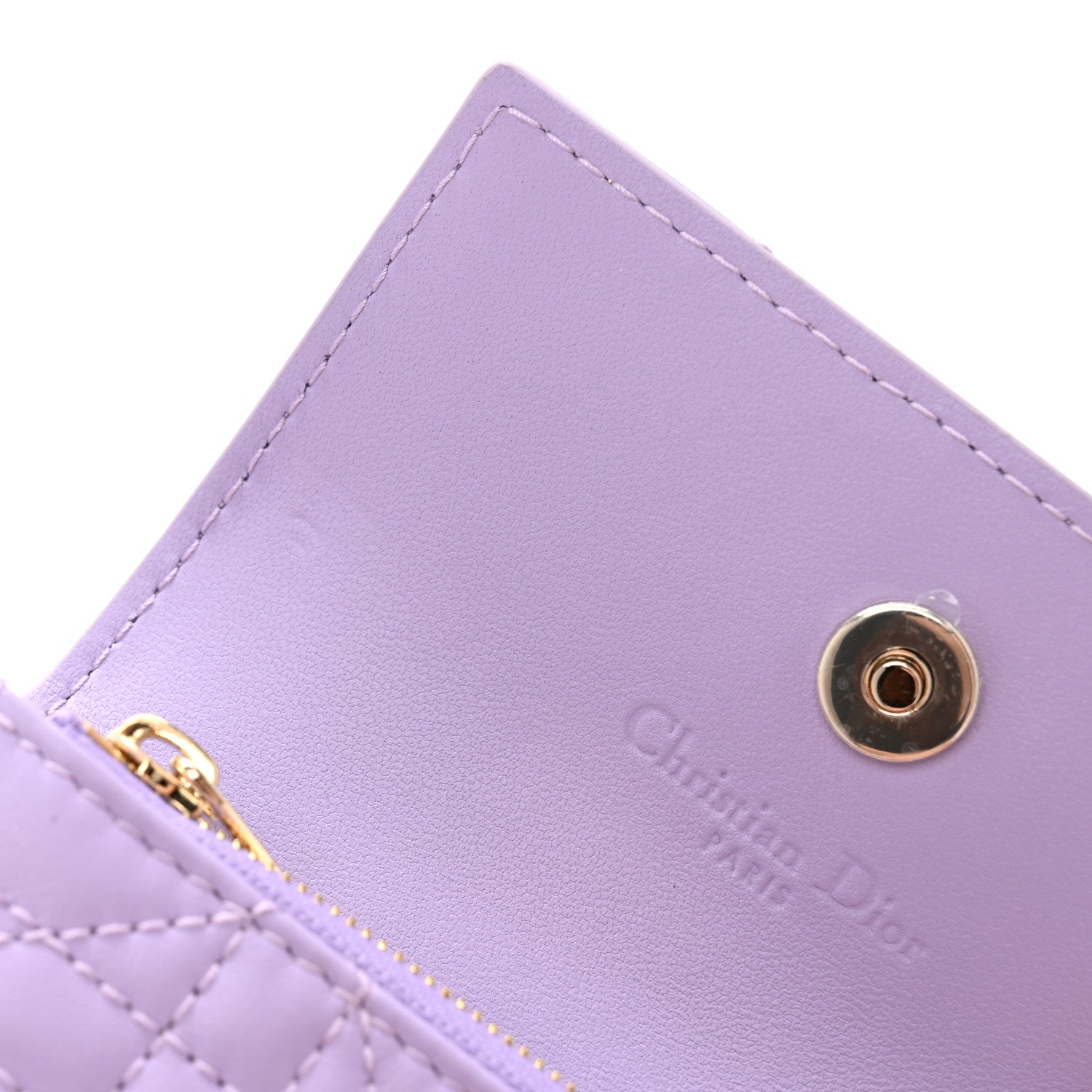 Christian Dior Lambskin Cannage Miss Dior Glycine Wallet Purple