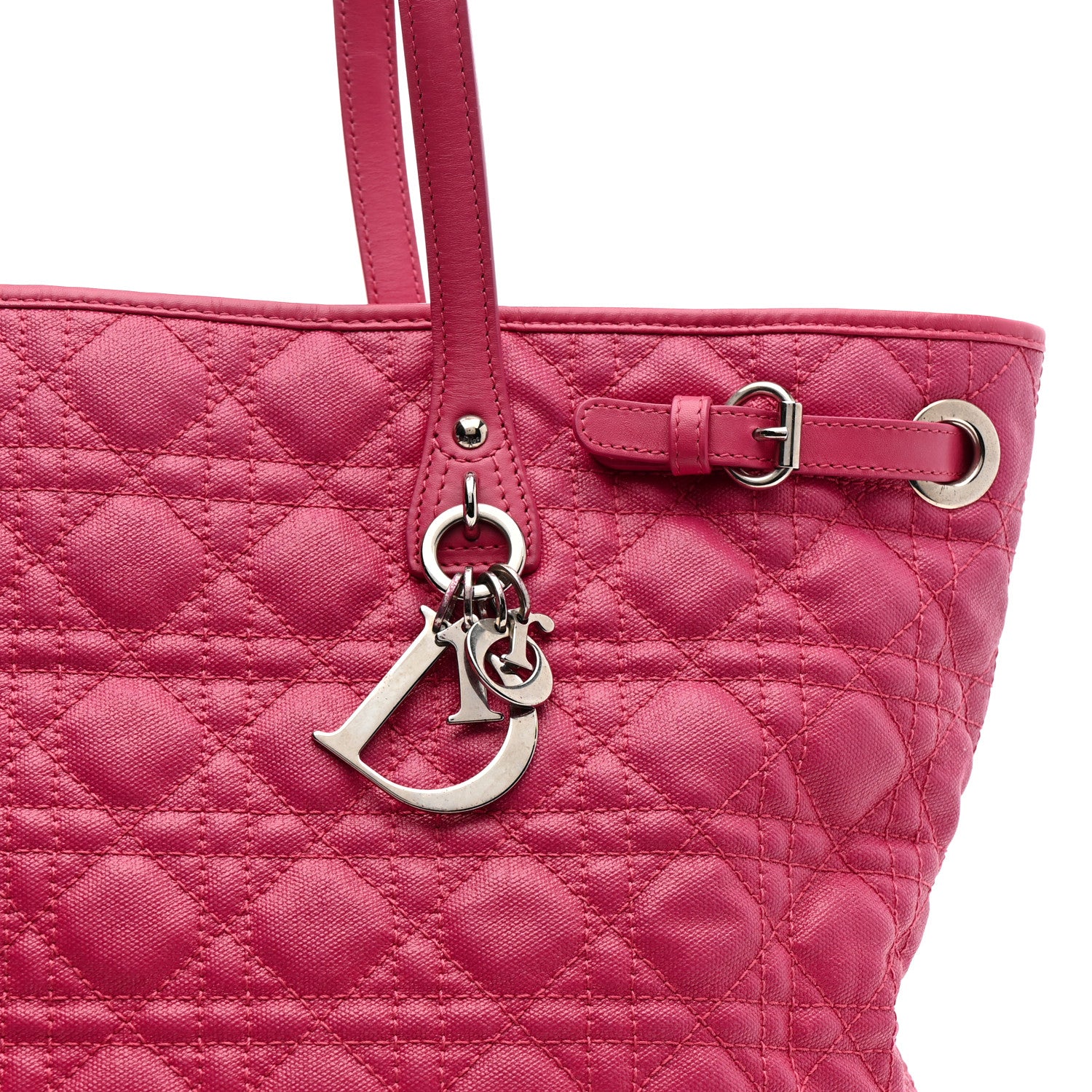 Christian Dior Coated Canvas Cannage Medium Panarea Tote Pink 8 of 15
