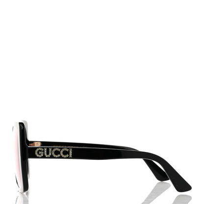Gucci Crystal Square Frame GG Sunglasses GG0418S Black Pink 3 of 7