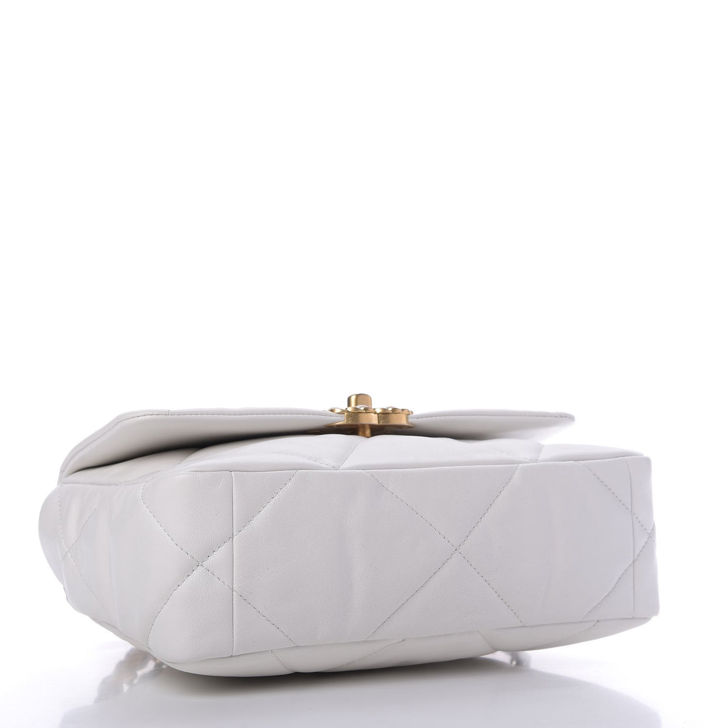 Goatskin Quilted Medium 19 Flap White