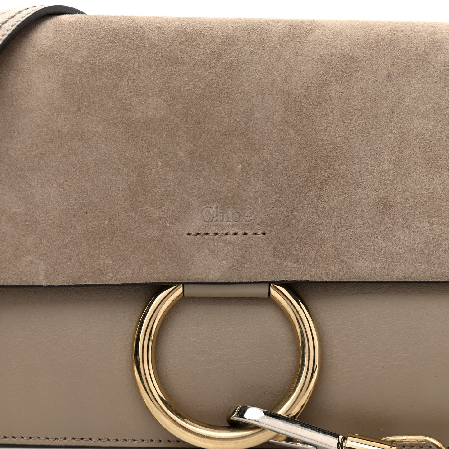 Suede Calfskin Small Faye Shoulder Bag Motty Grey