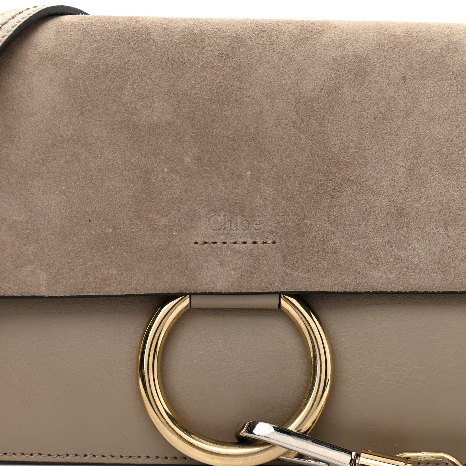 Chloe Suede Calfskin Small Faye Shoulder Bag Motty Grey 8 of 10