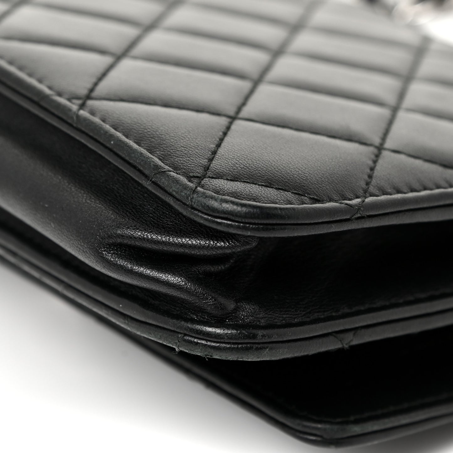 Lambskin Quilted Trendy CC Wallet On Chain WOC Black