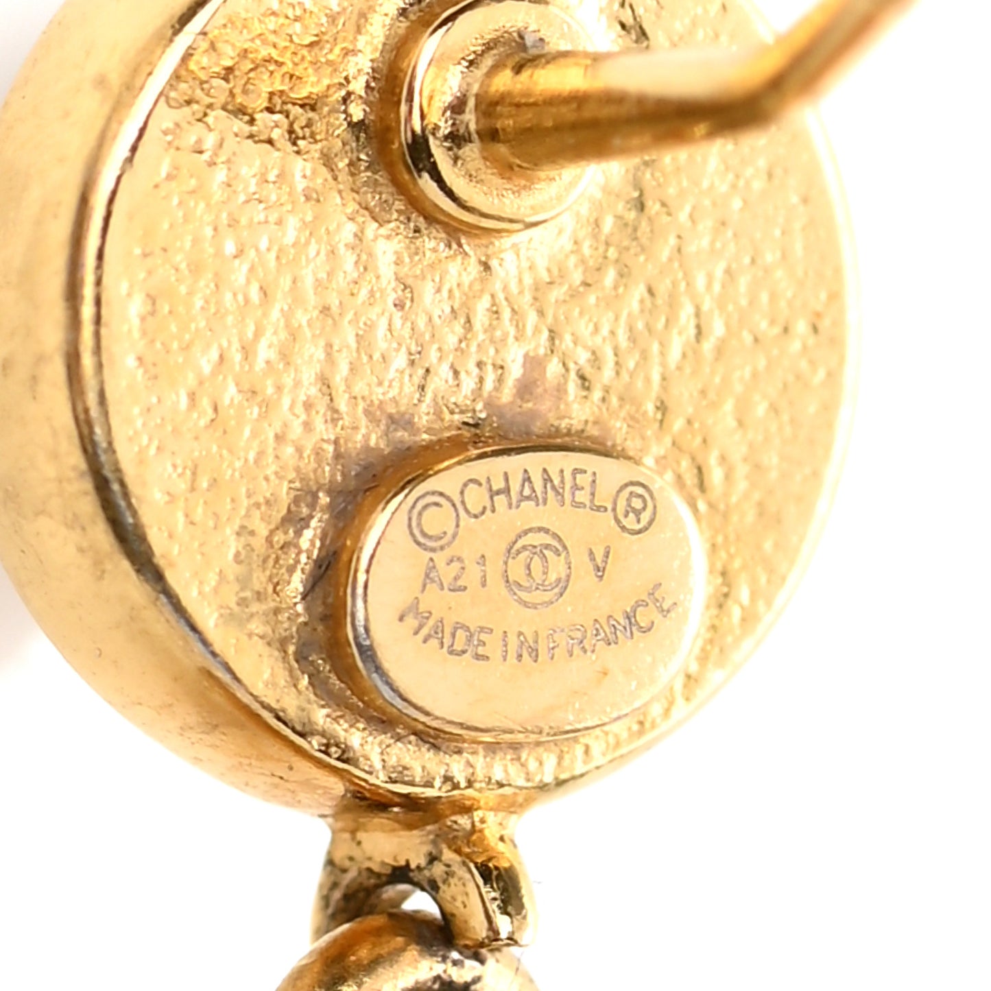 Crystal Pearl CC Perfume Bottle Drop Earrings Gold