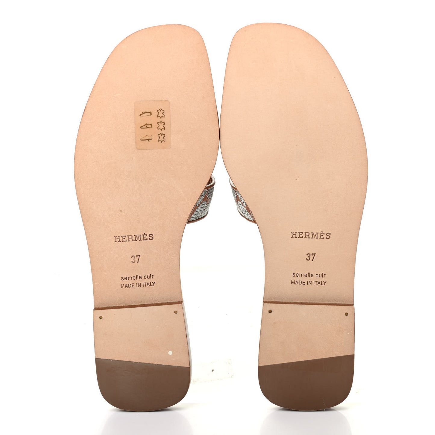 Embroidered Calfskin Oran Sandals 37 Naturel Gris Argente