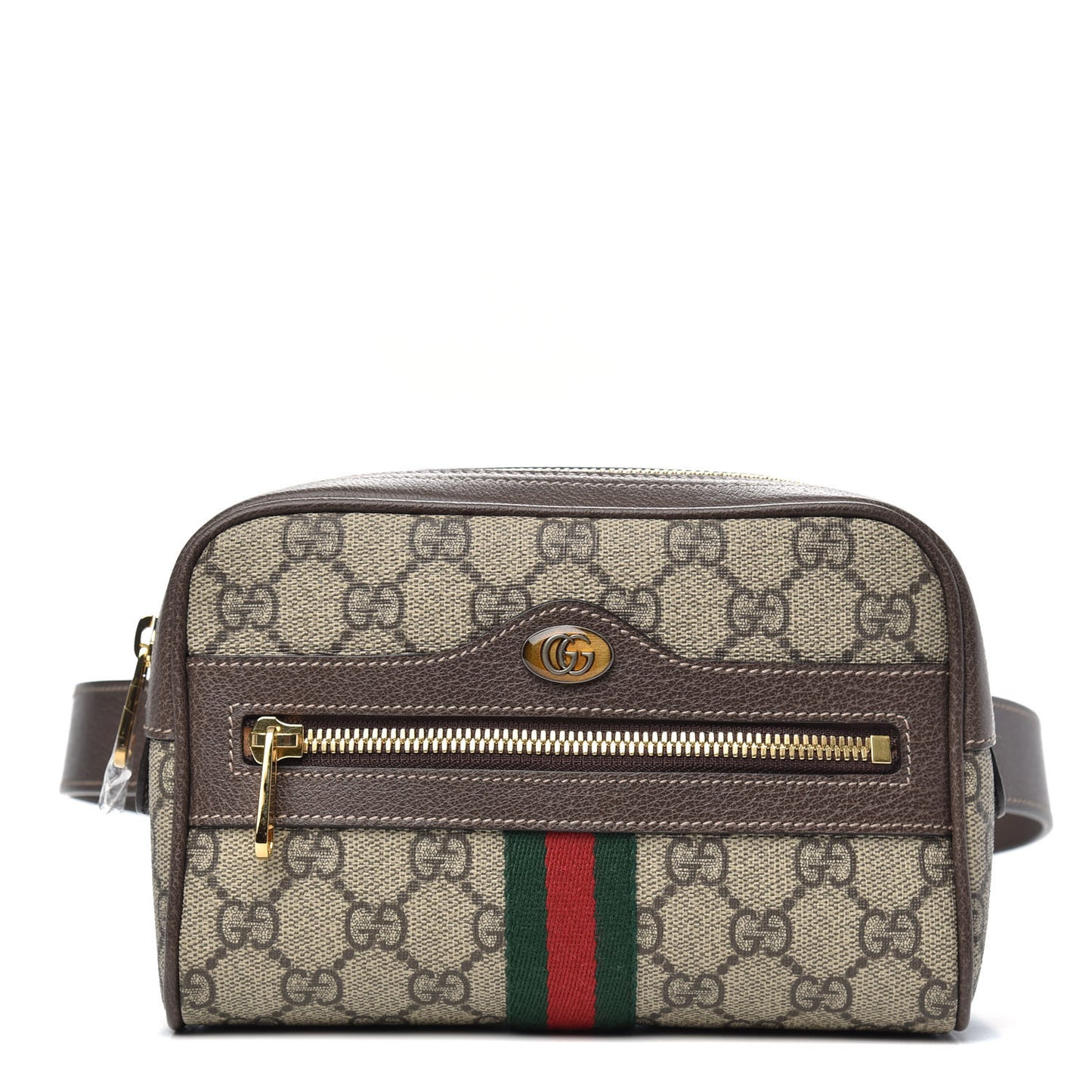 GG Supreme Monogram Web Small Ophidia Belt Bag 75 30 Dark Brown