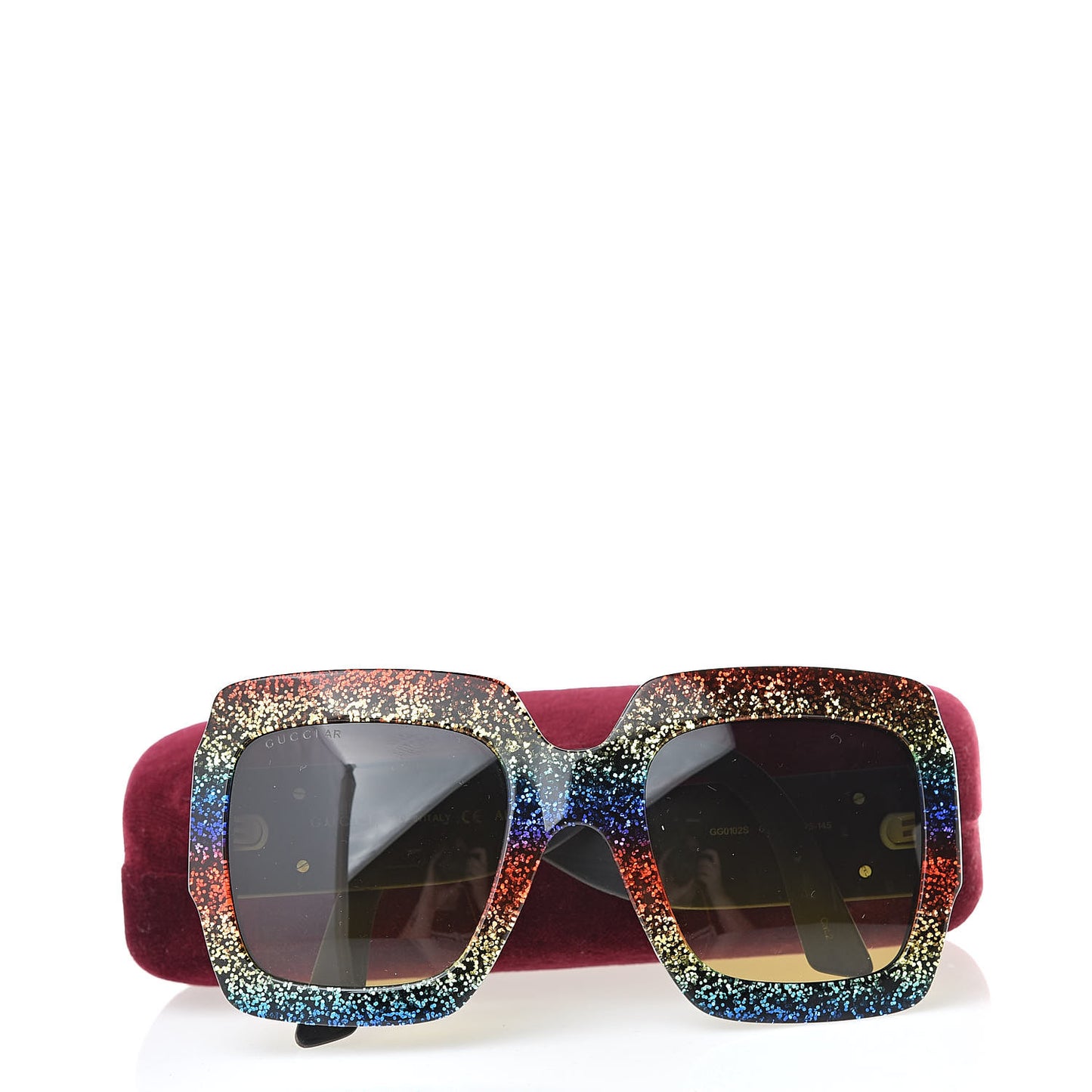 Square Frame GG0102S Sunglasses Glitter Gold Multi