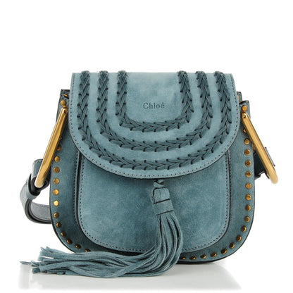Chloe Suede Calfskin Braided Mini Hudson Shoulder Bag Cloudy Blue 1 of 8