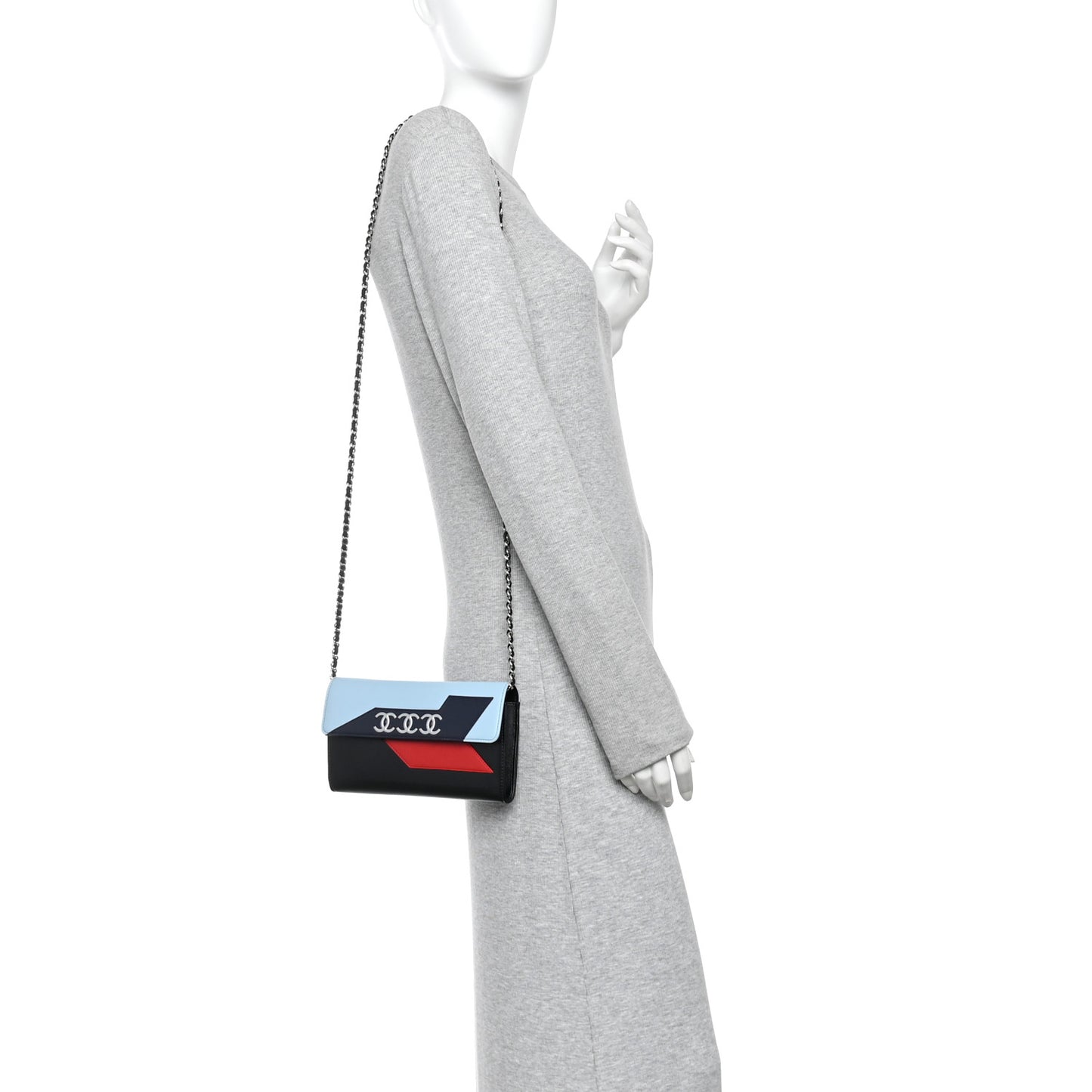 Lambskin Airlines Wallet On Chain WOC Blue Black Red