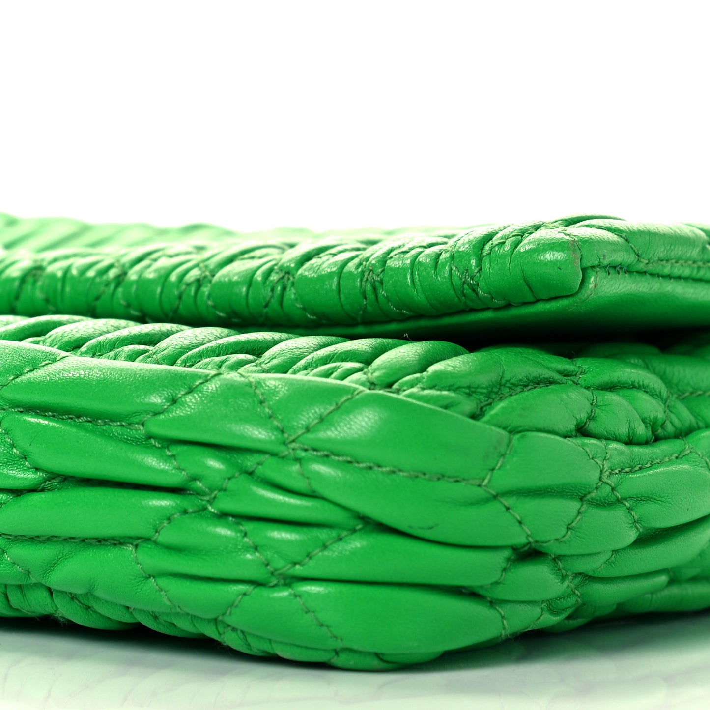 Nappa Matelasse Crystal Flap Clutch Green