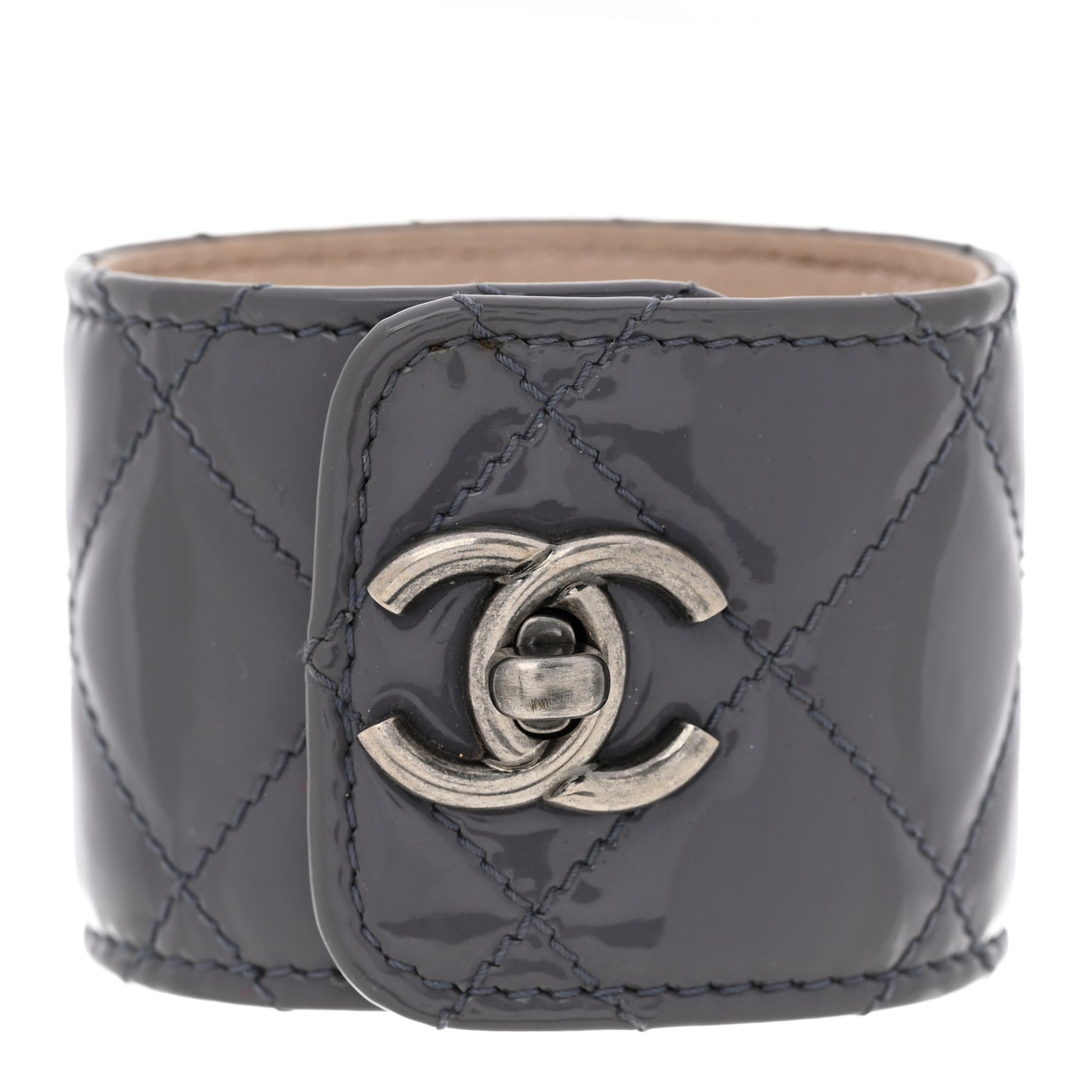 Quilted CC Turnlock Cuff Bracelet Grey